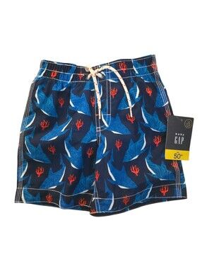 NWT Baby GAP Blue Shark & Coral Swim Trunks